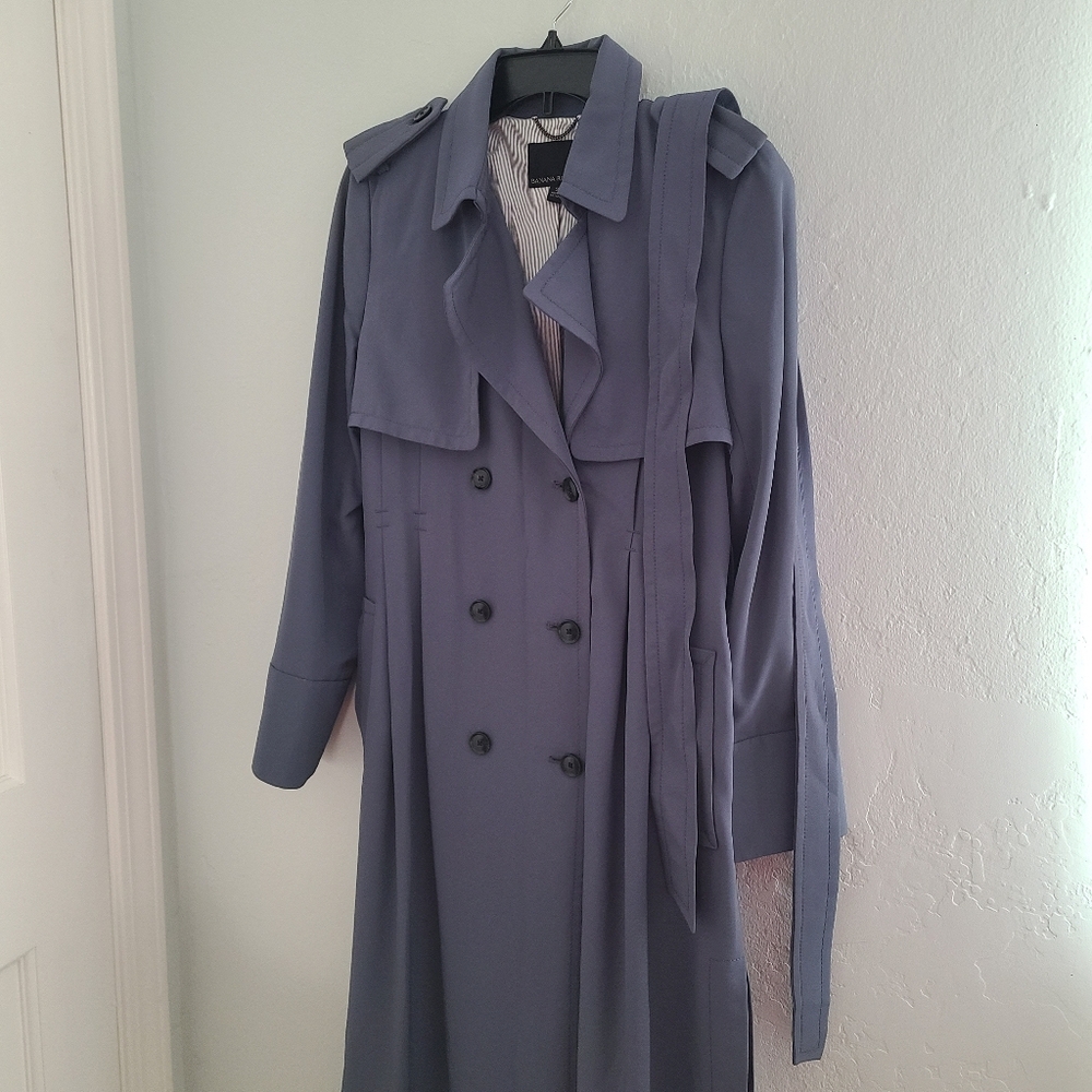 Banana republic blue gray double breasted trench coat